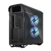 PC korpuss Fractal Design Torrent Tower Black — ATX/EATX/ITX, 2x180mm priekšējie ventilatori, 2x3.5 collu un 4x2.5 collu vietas, rūdīts stikls