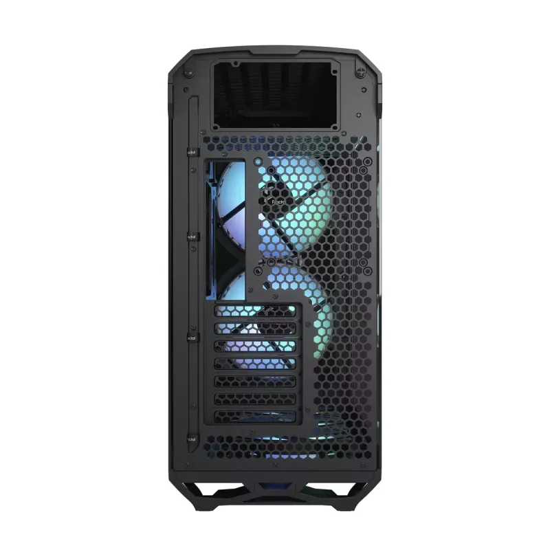 PC korpuss Fractal Design Torrent Tower Black — ATX/EATX/ITX, 2x180mm priekšējie ventilatori, 2x3.5 collu un 4x2.5 collu vietas, rūdīts stikls