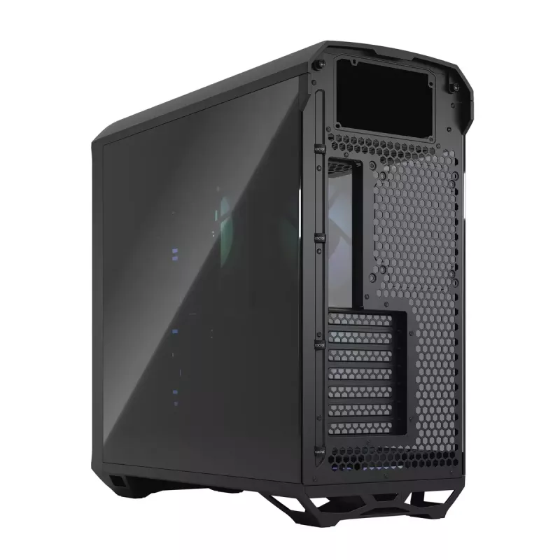 PC korpuss Fractal Design Torrent Tower Black — ATX/EATX/ITX, 2x180mm priekšējie ventilatori, 2x3.5 collu un 4x2.5 collu vietas, rūdīts stikls