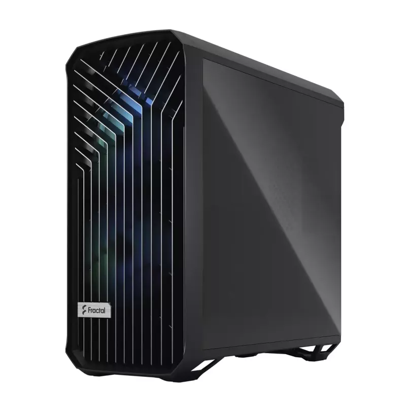 PC korpuss Fractal Design Torrent Tower Black — ATX/EATX/ITX, 2x180mm priekšējie ventilatori, 2x3.5 collu un 4x2.5 collu vietas, rūdīts stikls