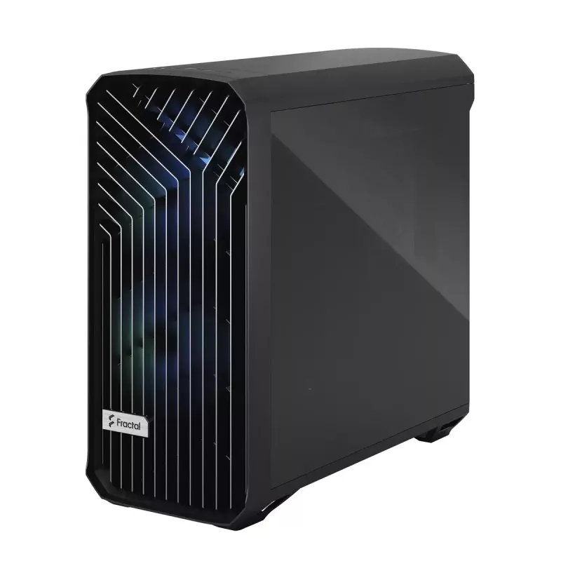PC korpuss Fractal Design Torrent Tower Black — ATX/EATX/ITX, 2x180mm priekšējie ventilatori, 2x3.5 collu un 4x2.5 collu vietas, rūdīts stikls