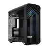 PC korpuss Fractal Design Torrent Tower Black — ATX/EATX/ITX, 2x180mm priekšējie ventilatori, 2x3.5 collu un 4x2.5 collu vietas, rūdīts stikls