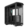 PC korpuss Fractal Design Torrent Tower Black — ATX/EATX/ITX, 2x180mm priekšējie ventilatori, 2x3.5 collu un 4x2.5 collu vietas, rūdīts stikls