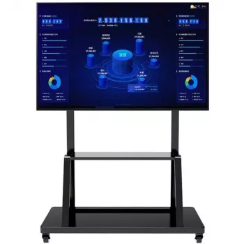 Pārnēsājams plakanā paneļa grīdas statīvs TECHLY Signage Display Mount ICA-TR30 — 55–100 collu ekrāniem, VESA 1200x600, max slodze 150 kg, riteņi, melns