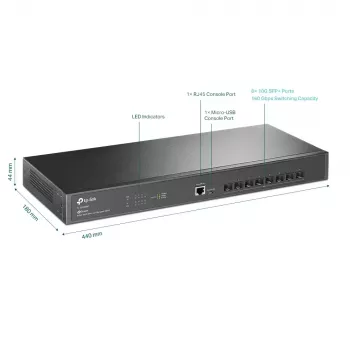 TP-Link Omada 8-Portu 10GE SFP+ L2+ Pārvaldāms Slēdzis