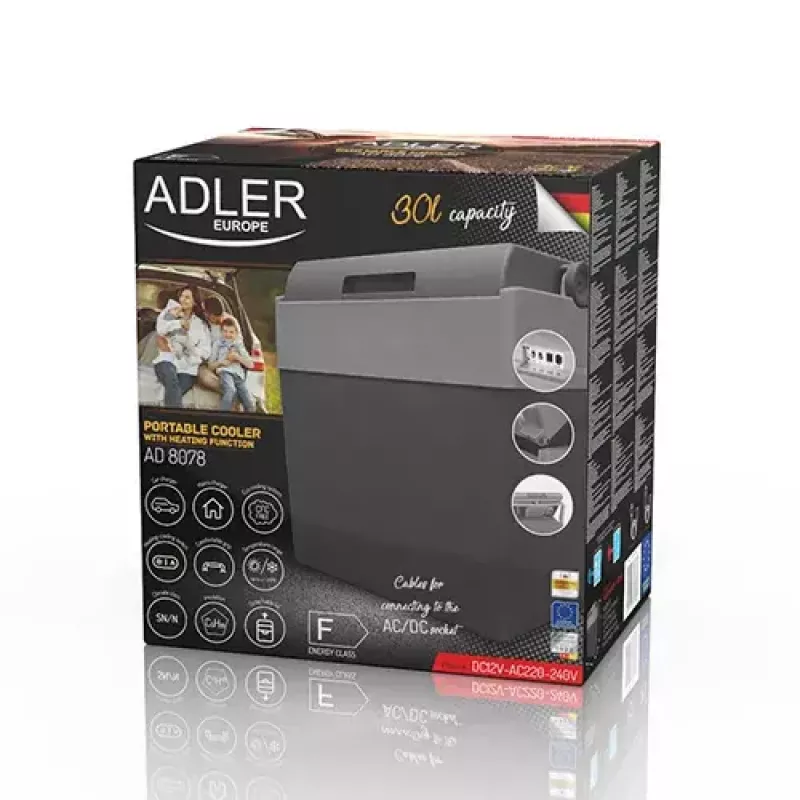 Portatīvais dzesētājs Adler AD 8078 30 L elektrisks pelēks balts