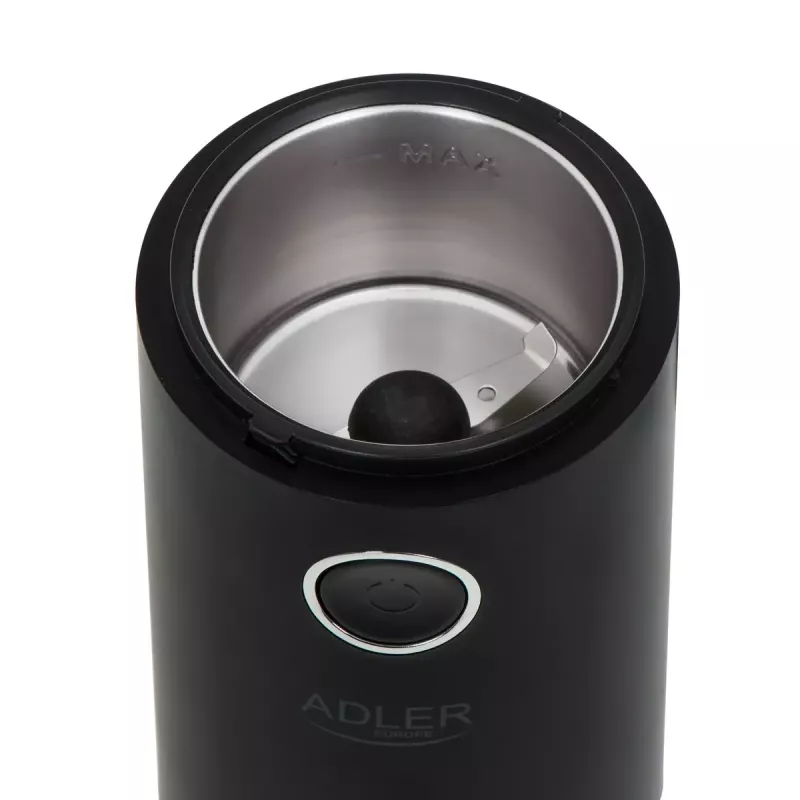Kafijas dzirnaviņas Adler AD4446BS — 150 W, nerūsējošā tērauda dzirnaviņas, 75 g pupiņu tvertne, melna
