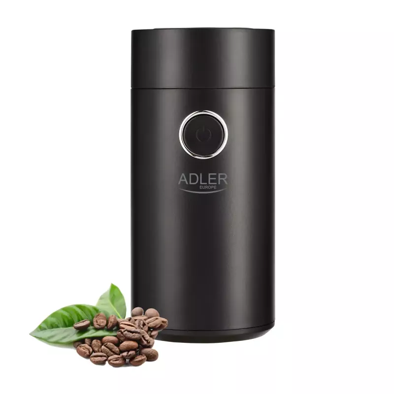Kafijas dzirnaviņas Adler AD4446BS — 150 W, nerūsējošā tērauda dzirnaviņas, 75 g pupiņu tvertne, melna
