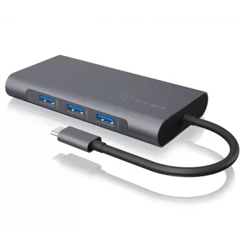 ICY BOX IB-DK4040-CPD Vadu USB 3.2 Gen 1 (3.1 Gen 1) Type-C dokstacija, antracīta/melna