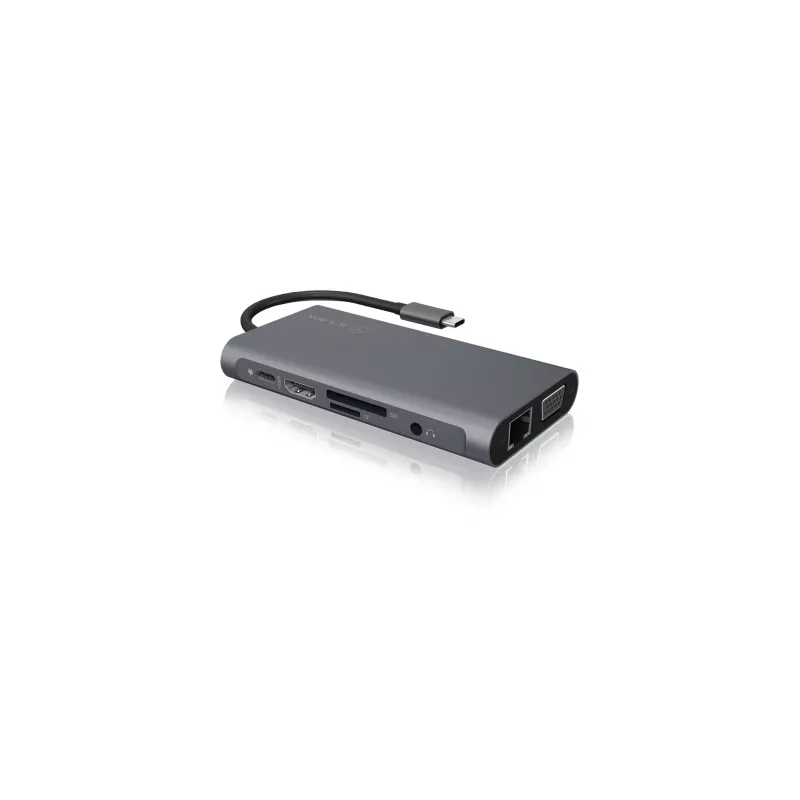 ICY BOX IB-DK4040-CPD Vadu USB 3.2 Gen 1 (3.1 Gen 1) Type-C dokstacija, antracīta/melna
