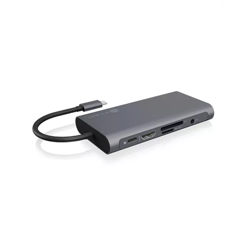 ICY BOX IB-DK4040-CPD Vadu USB 3.2 Gen 1 (3.1 Gen 1) Type-C dokstacija, antracīta/melna