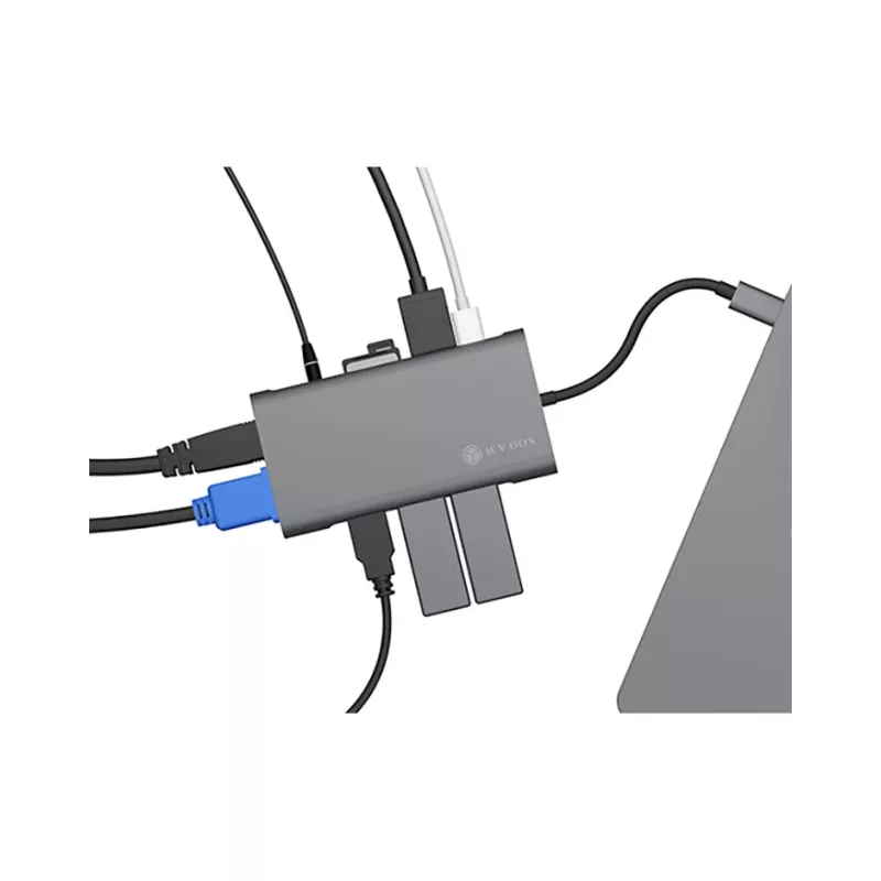 ICY BOX IB-DK4040-CPD Vadu USB 3.2 Gen 1 (3.1 Gen 1) Type-C dokstacija, antracīta/melna