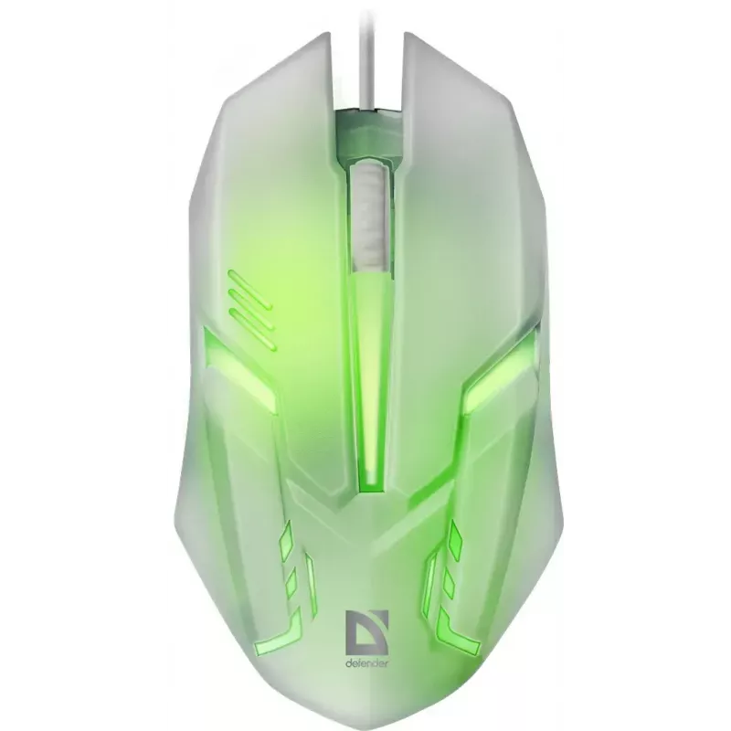 Defender Cyber MB-560L spēļu pele ar vadu, balta, 7 krāsu pamatgaismojums
