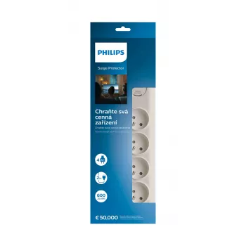 Pārsprieguma aizsargs Philips SPN7040WA/60 4 AC kontaktligzdas 600 J 2 m Balts