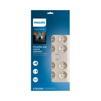 Philips SPN7080WA/60 pārsprieguma aizsargs balts 8 AC kontaktligzdas 2 m