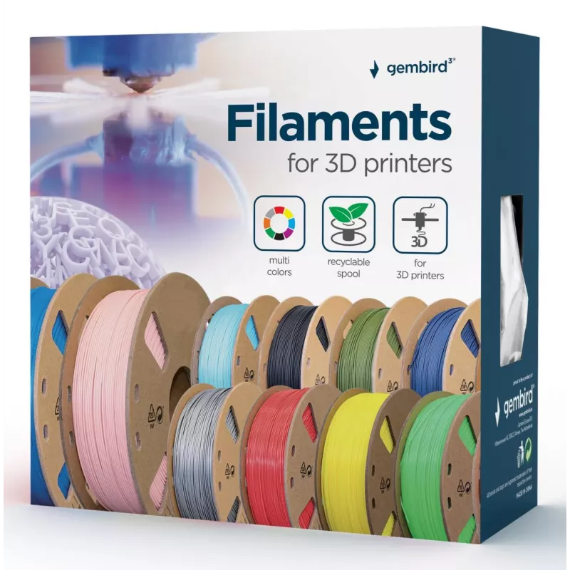 ABS 3D drukas materiāls Gembird 3DP-ABS1.75-01-Y dzeltens 1 kg