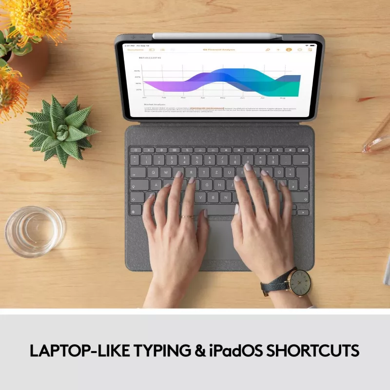 LOGITECH Combo Touch - iPad Pro 12.9 collu (5. paaudze) - Angļu QWERTY tastatūra