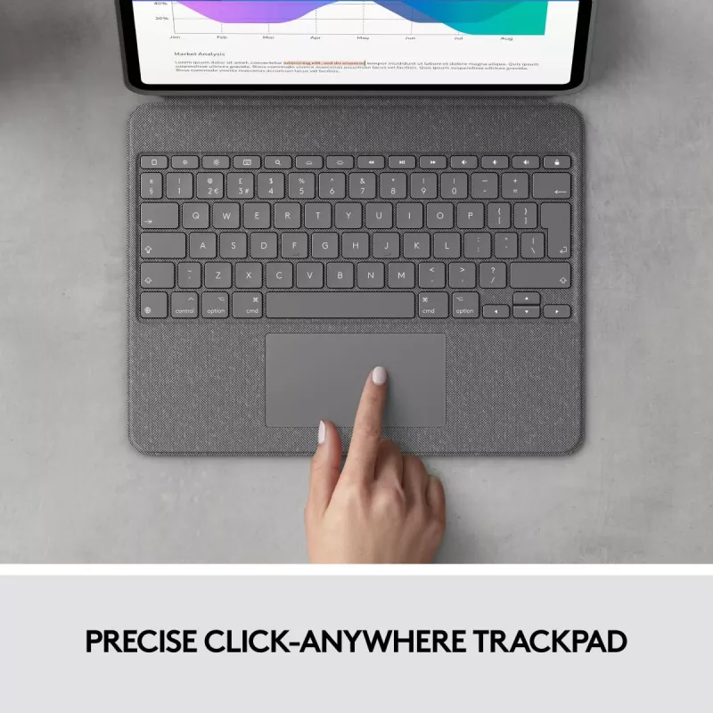 LOGITECH Combo Touch - iPad Pro 12.9 collu (5. paaudze) - Angļu QWERTY tastatūra