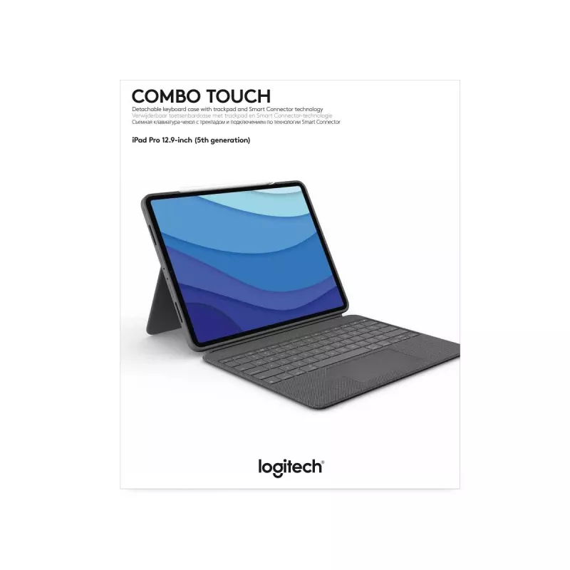 LOGITECH Combo Touch - iPad Pro 12.9 collu (5. paaudze) - Angļu QWERTY tastatūra