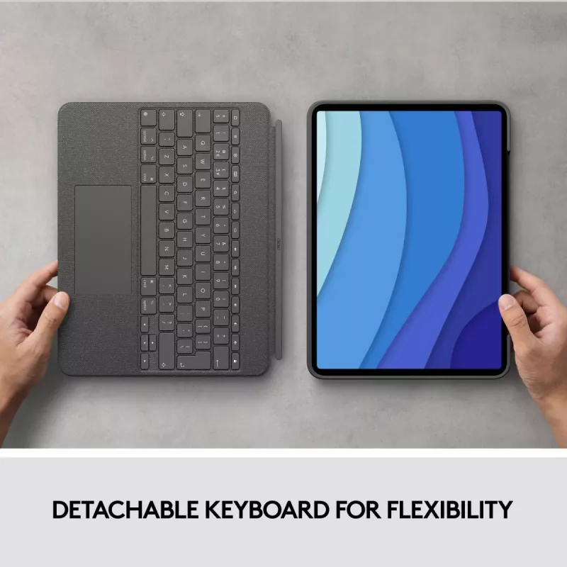 LOGITECH Combo Touch - iPad Pro 12.9 collu (5. paaudze) - Angļu QWERTY tastatūra