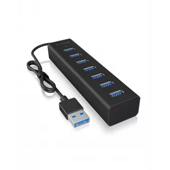 ICY BOX IB-HUB1700-U3 USB 3.2 Gen 1 (3.1 Gen 1) Type-A 5000 Mbit/s Melns
