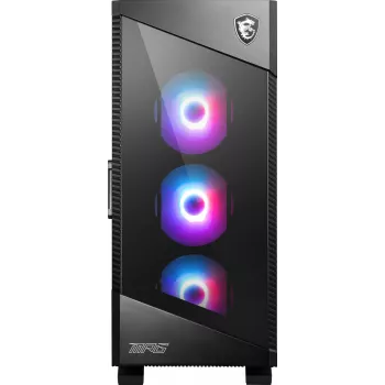 PC korpuss MSI MPG VELOX 100R Mid Tower Melns — ATX, 7 slots, 2×3.5 collu sloti, 2×2.5 collu sloti, USB-C