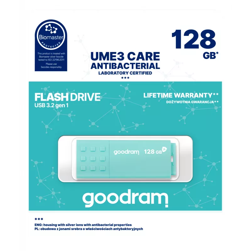 Goodram UME3 USB zibatmiņa 128 GB USB Type-A 3.2 Gen 1 (3.1 Gen 1) Tirkīza