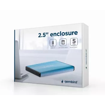 Gembird EE2-U3S-3-B 2.5 collu HDD korpuss — zils, SATA, Mini-USB A, līdz 7 TB