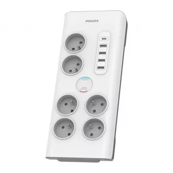 Philips SPN7060WA/60 pārsprieguma aizsargs balts 6 kontaktligzdas 2 m