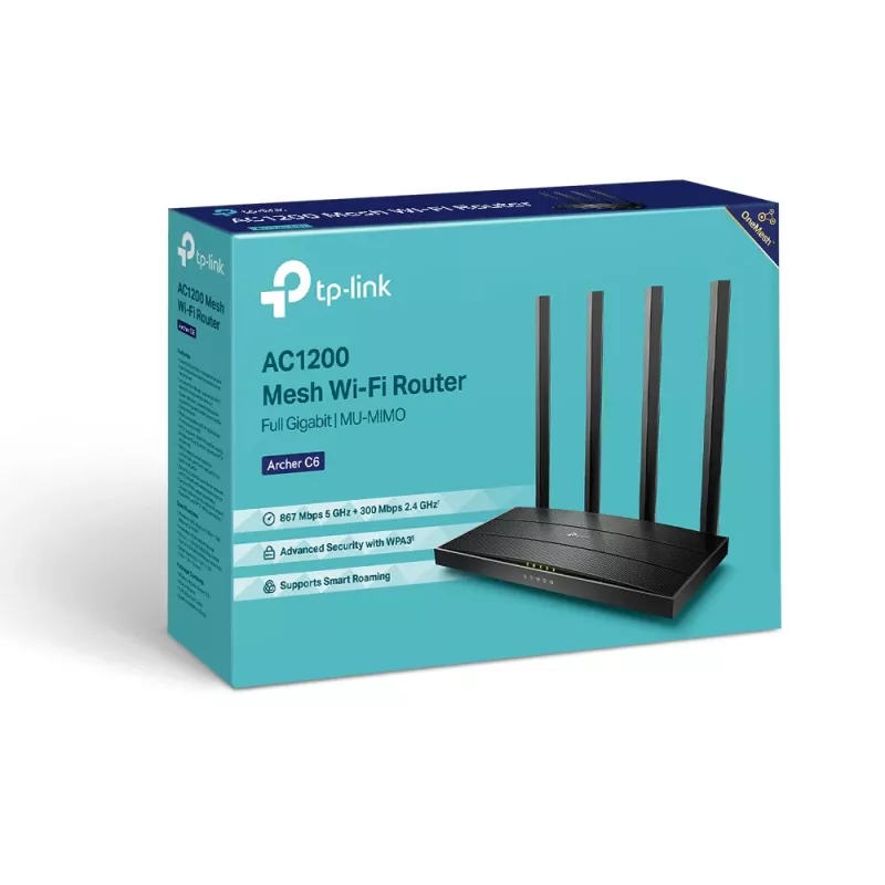 TP-Link Archer C6 bezvadu maršrutētājs Fast Ethernet divjoslu (2,4 GHz / 5 GHz) Balts