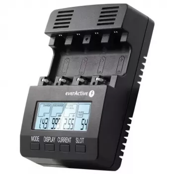 Lādētājs everActive NC-3000 — universāls AA/AAA/C/D (4 šūnas) melns, 100–240V