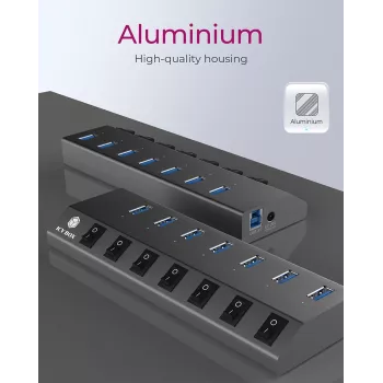 ICY BOX IB-HUB1701-C3 USB 3.2 Gen 1 (3.1 Gen 1) Type-B 5000 Mbit/s Antracīts