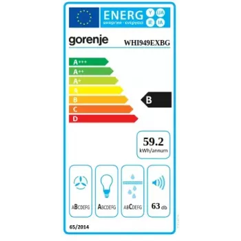 Gorenje WHI949EXBG tvaika nosūcējs sienas montāžai, sudraba, nerūsējošais tērauds, 608 m³/h