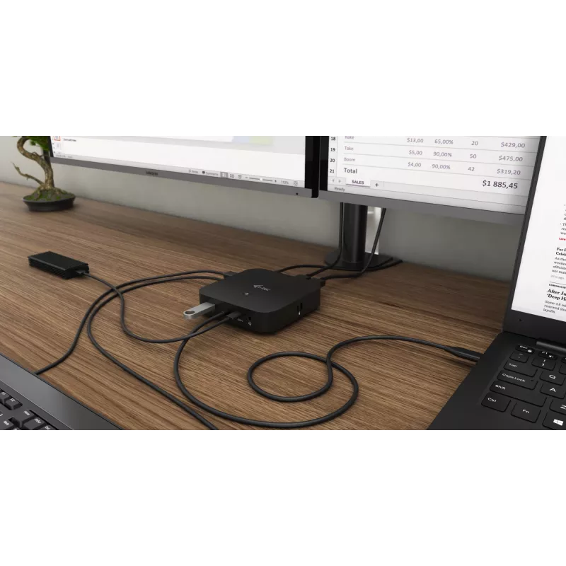 i-tec USB-C HDMI DP dokstacija ar 100 W barošanu