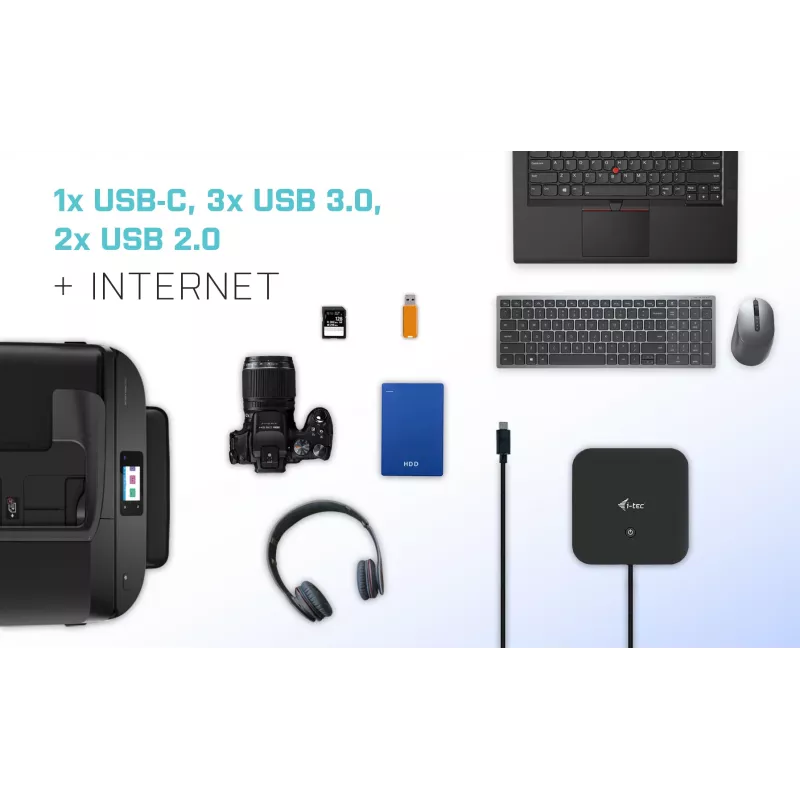 i-tec USB-C HDMI DP dokstacija ar 100 W barošanu