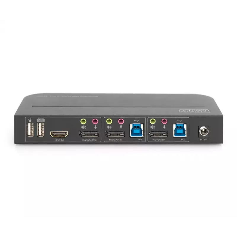 DIGITUS KVM Slēdzis, 2x1 DP, DP/HDMI Izvade, USB 4Kx2K@60Hz