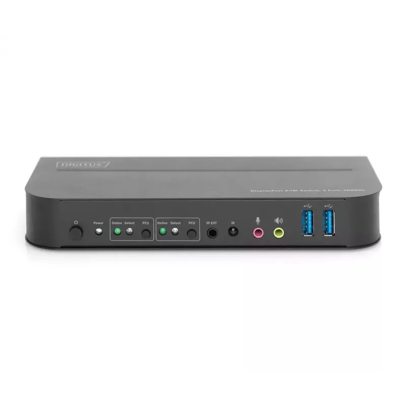 DIGITUS KVM Slēdzis, 2x1 DP, DP/HDMI Izvade, USB 4Kx2K@60Hz