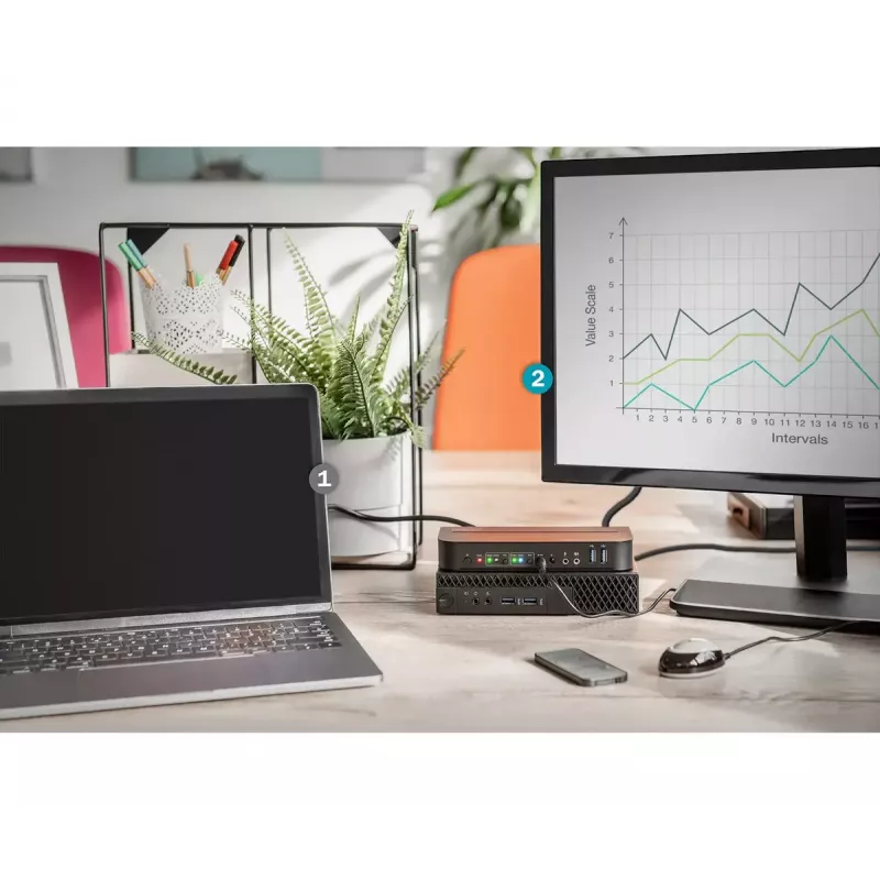 DIGITUS KVM Slēdzis, 2x1 DP, DP/HDMI Izvade, USB 4Kx2K@60Hz
