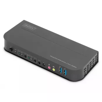 DIGITUS KVM Slēdzis, 2x1 DP, DP/HDMI Izvade, USB 4Kx2K@60Hz