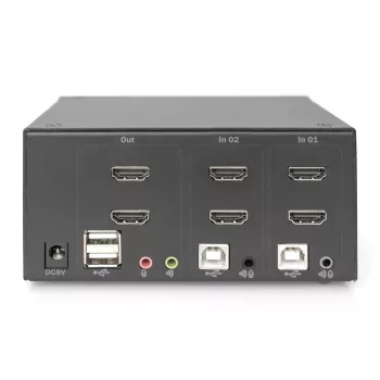 DIGITUS KVM Slēdzis, 2 Porti, Divi Displeji, 4K, HDMI