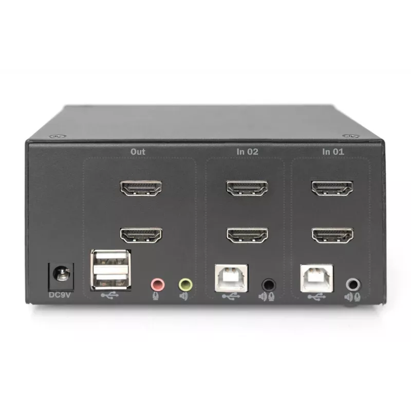 DIGITUS KVM Slēdzis, 2 Porti, Divi Displeji, 4K, HDMI