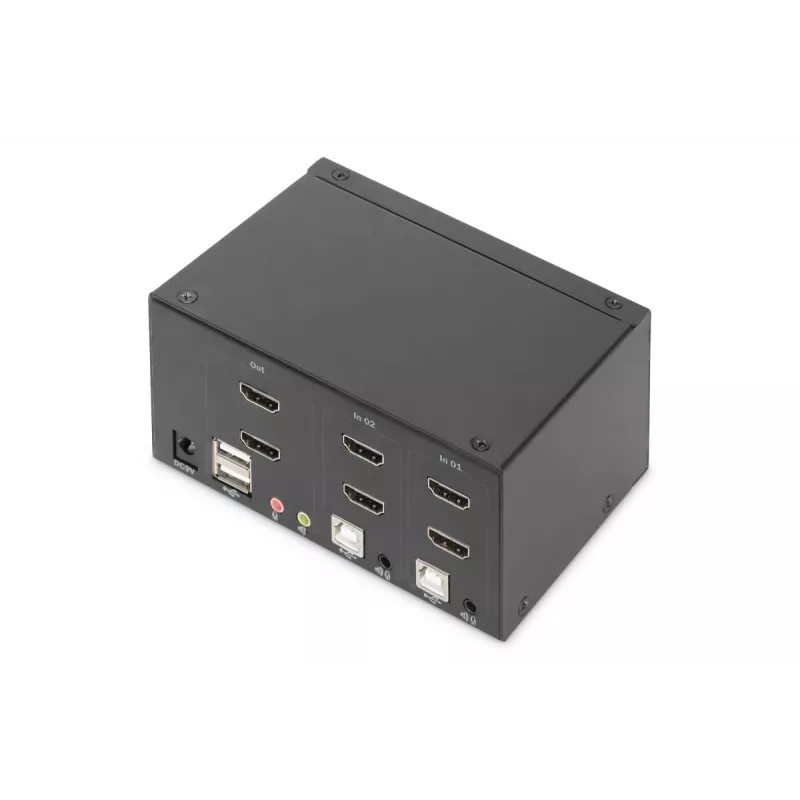 DIGITUS KVM Slēdzis, 2 Porti, Divi Displeji, 4K, HDMI