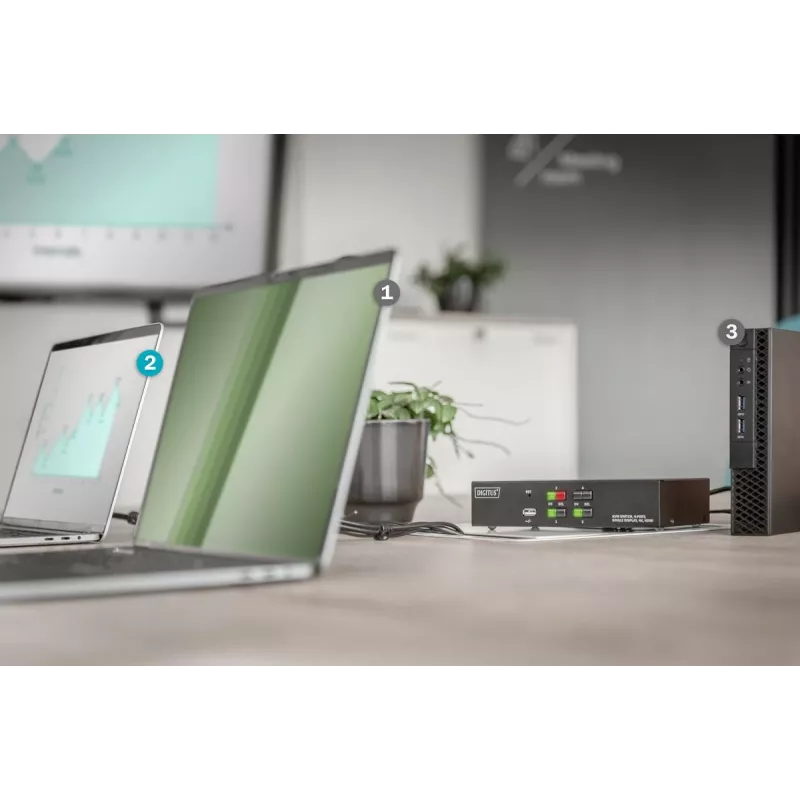KVM slēdzis Digitus 4 portu viens displejs 4K HDMI