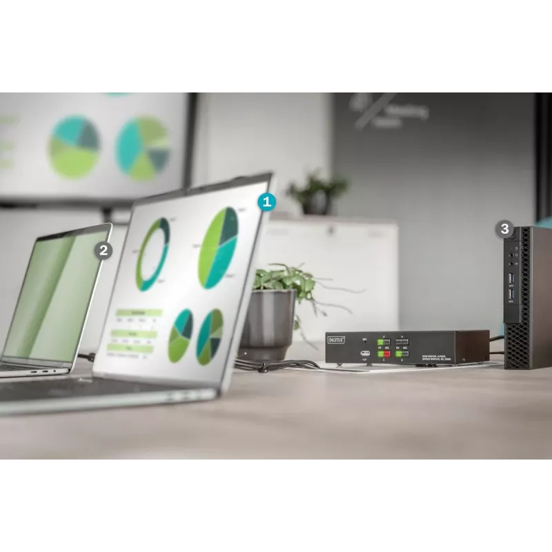 KVM slēdzis Digitus 4 portu viens displejs 4K HDMI