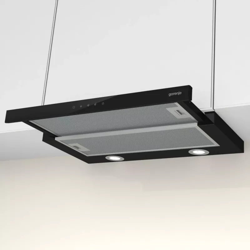 Gorenje TH64E4BG daļēji iebūvējams (izvelkamais) tvaika nosūcējs melns 450 m³/h