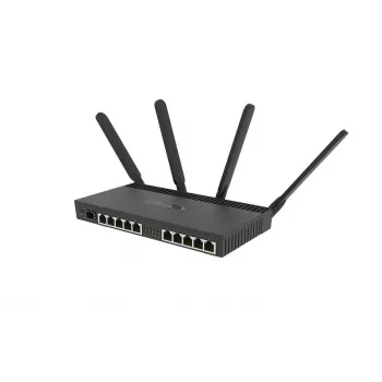 MIKROTIK RB4011iGS+5HacQ2HnD-IN Bezvadu maršrutētājs - desmit Gigabit porti, SFP+ 10Gbps, divjoslu WiFi (2.4 GHz / 5 GHz), melns