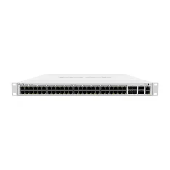 MikroTik CRS354-48P-4S+2Q+RM pārvaldāms L3 slēdzis — 48× Gigabit RJ-45, 4× SFP+, 2× QSFP+, 48 PoE porti