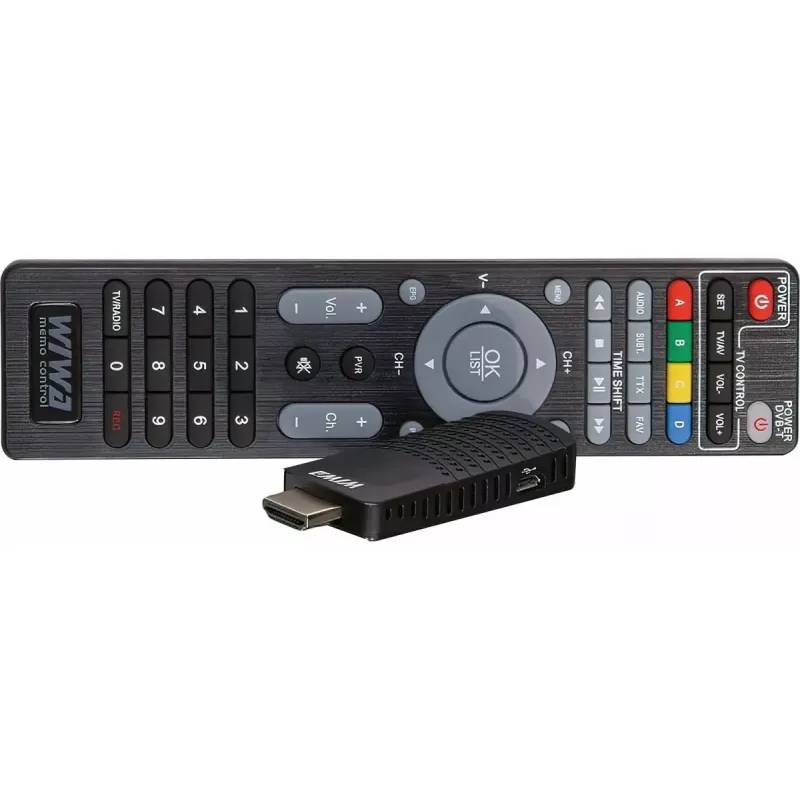 WIWA H.265 MINI DVB-T/DVB-T2 uztvērējs, H.265/HEVC, Full HD 1080p, HDMI, mini USB, PVR, melns
