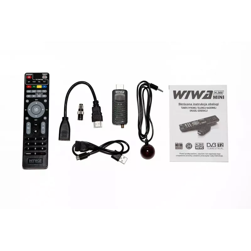 WIWA H.265 MINI DVB-T/DVB-T2 uztvērējs, H.265/HEVC, Full HD 1080p, HDMI, mini USB, PVR, melns