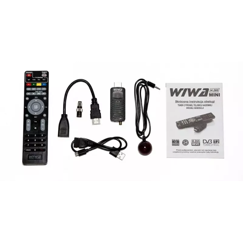 WIWA H.265 MINI DVB-T/DVB-T2 uztvērējs, H.265/HEVC, Full HD 1080p, HDMI, mini USB, PVR, melns